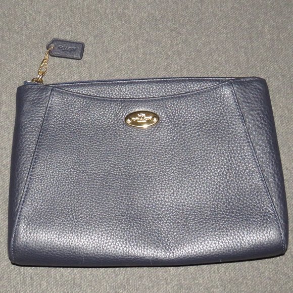 Coach Immid Morgan Clutch Navy Pebbled Leather Zip F53417, NO WRIST STRAP - Picture 5 of 7